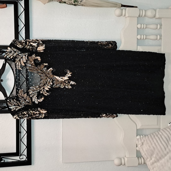 Vintage Laurence Kazar sequin dress Womens Black Vintage Large Formal - Picture 2 of 13